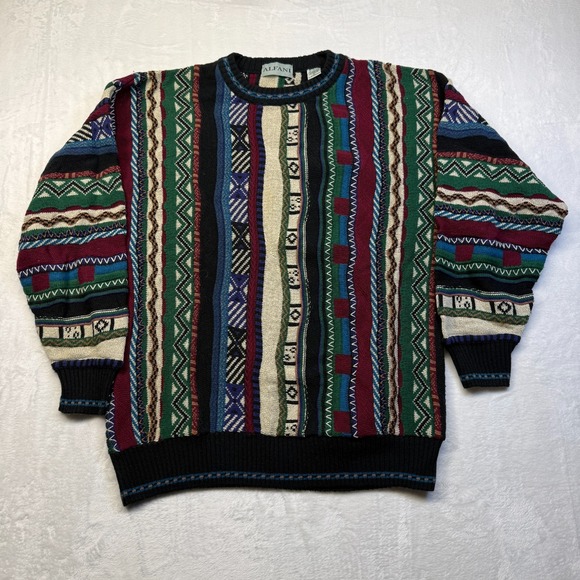 VTG 90s Alfani 3D Textured Coogi Style Sweater Sz Medium Good Shape Biggie Style